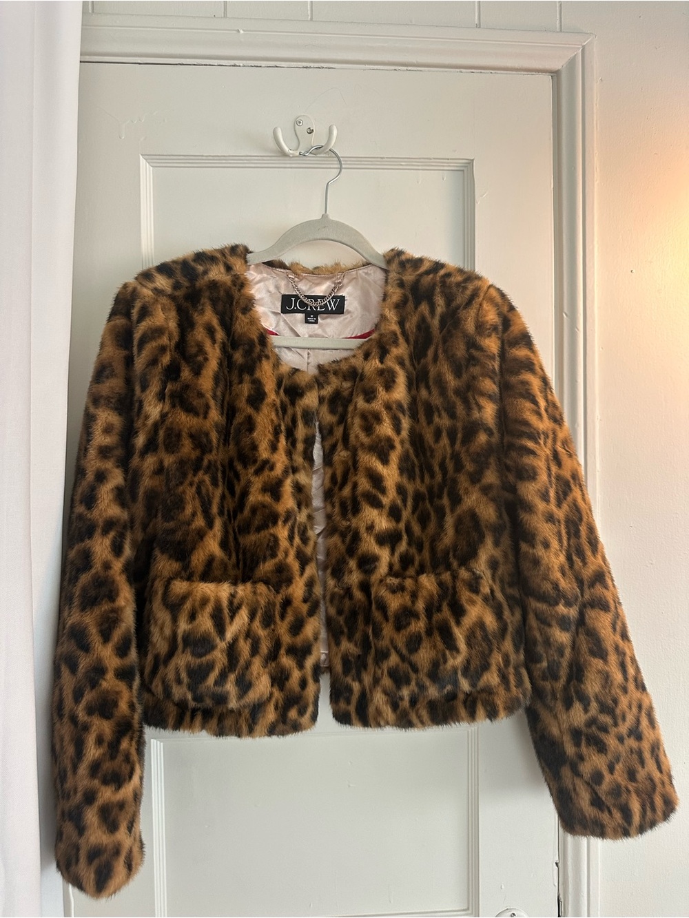 J. Crew Leopard Faux-Fur Jacket in Brown and Black
